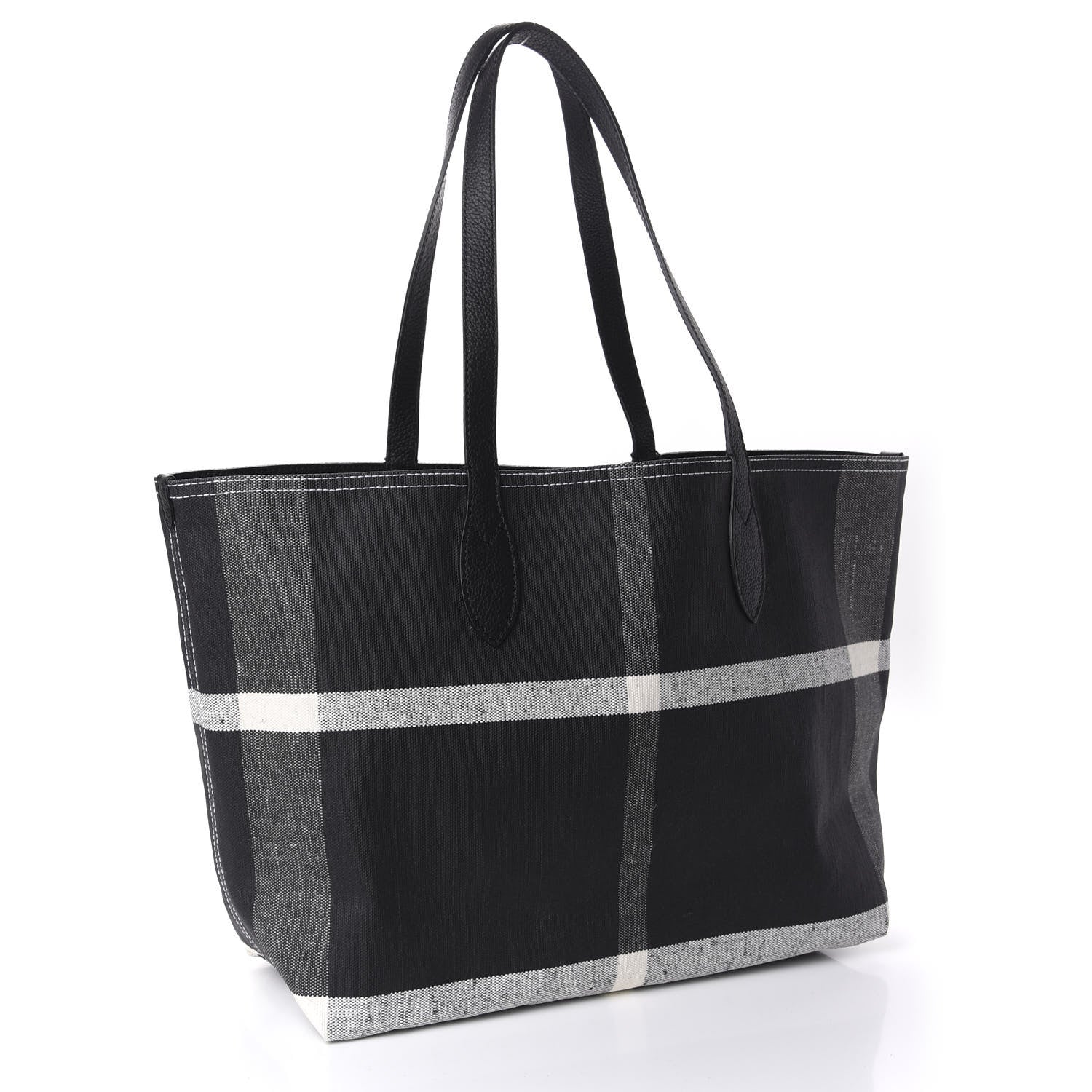 Burberry Coated Canvas Mega Check Medium Doodle Tote Black White 3 of 9