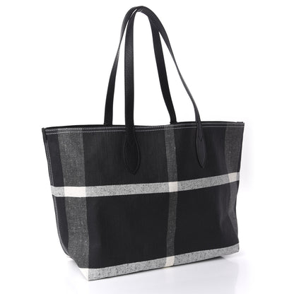 Burberry Coated Canvas Mega Check Medium Doodle Tote Black White 3 of 9