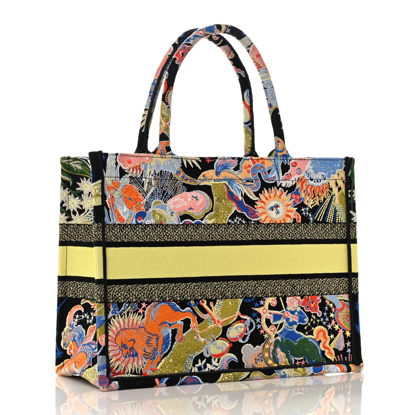 Canvas Zodiac Fantastico Embroidered Medium Book Tote Black Multicolor