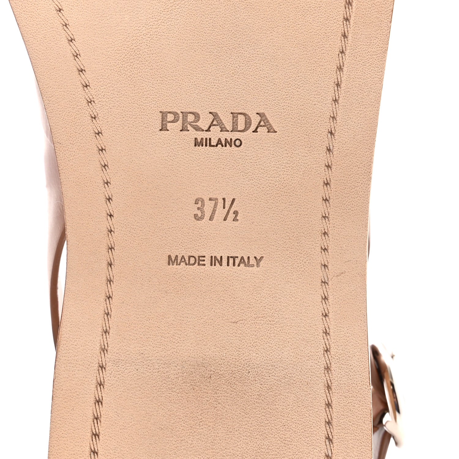 Prada Natural Calfskin Crystal Slingback Sandals 37.5 Brandy 7 of 9