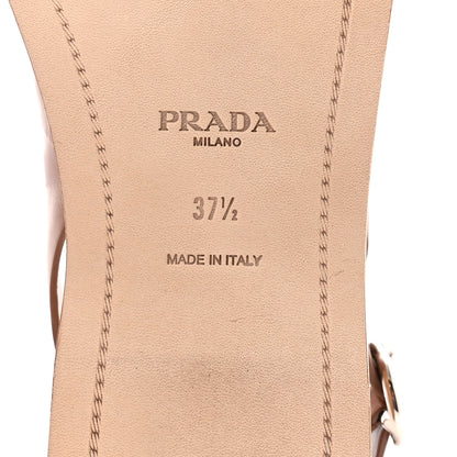 Prada Natural Calfskin Crystal Slingback Sandals 37.5 Brandy 7 of 9