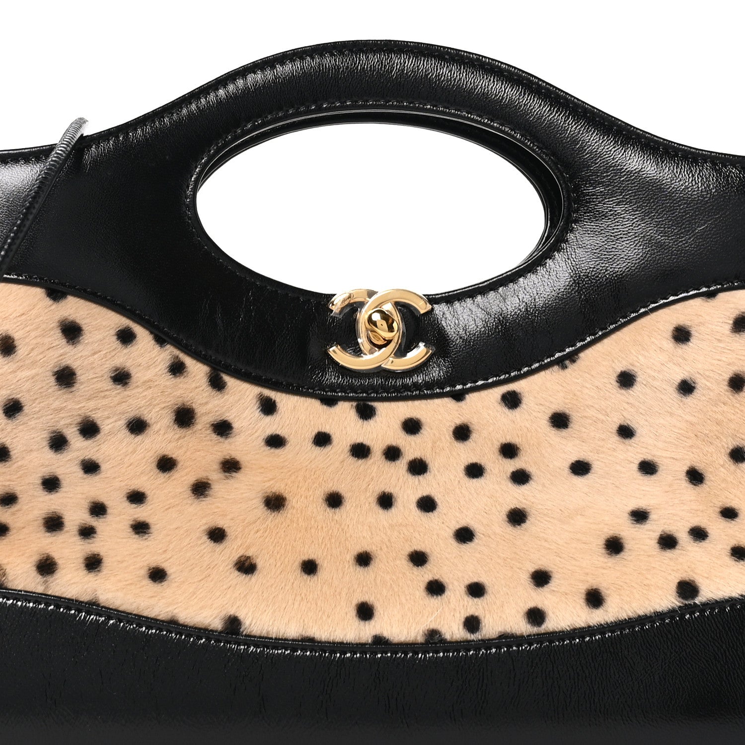 Chanel Shiny Lambskin Pony Hair Cheetah Printed East West 31 Shopping Bag Light Beige Black 8 of 11