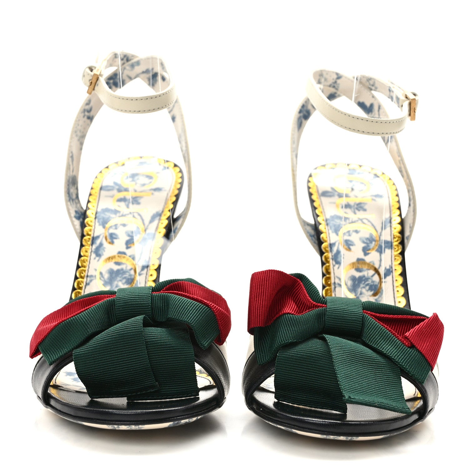 Gucci Malaga Kid Web Bow Ankle Strap Sandals 36.5 Black Vintage White 2 of 8