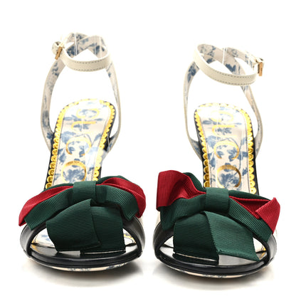 Gucci Malaga Kid Web Bow Ankle Strap Sandals 36.5 Black Vintage White 2 of 8