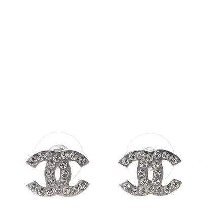 Chanel Crystal Timeless CC Earrings Silver 1 of 5