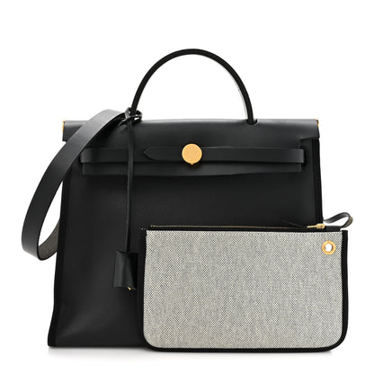 Hermes Toile H Berline Vache Hunter Herbag Zip PM 31 Black Ecru 3 of 13