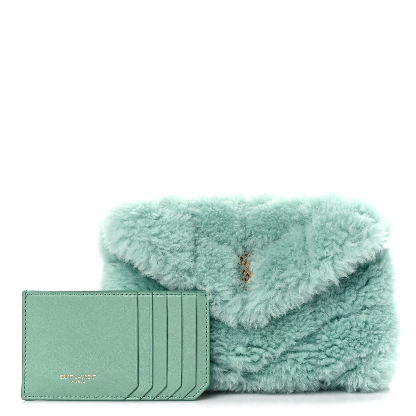 Shearling Quilted Monogram Loulou Puffer Pouch Clutch Iced Mint