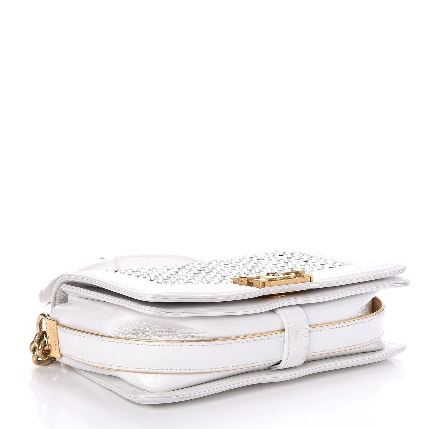 Sheepskin Braided Medium Boy Reverso Flap White