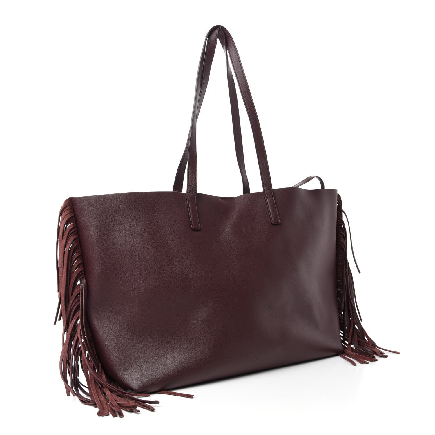 Saint Laurent Calfskin Large Fringe Shopping Tote Amaranto 3 of 11