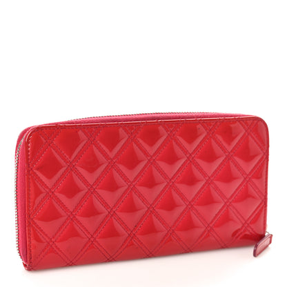Chanel Patent Quilted Double Stitched Zip Around Wallet Pink 3 of 15