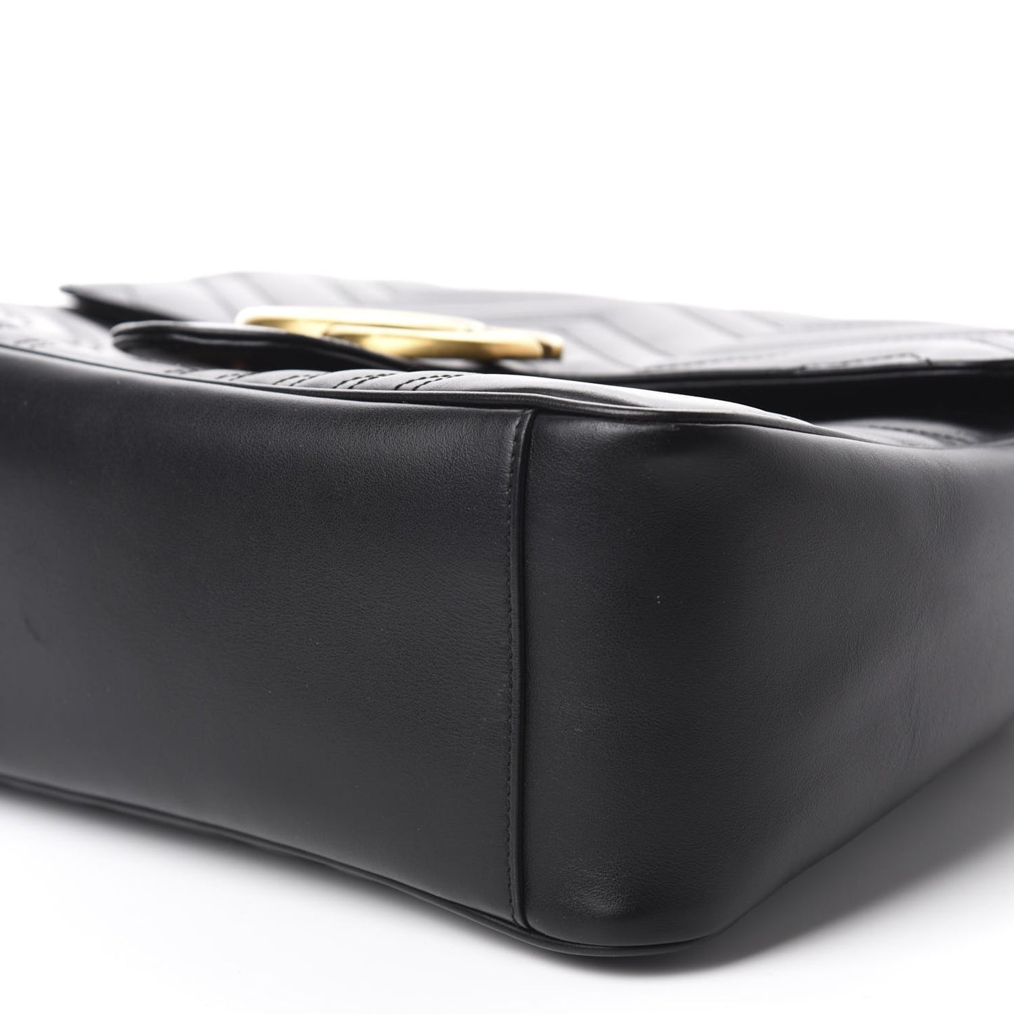 Calfskin Matelasse Medium GG Marmont Top Handle Shoulder Bag Black