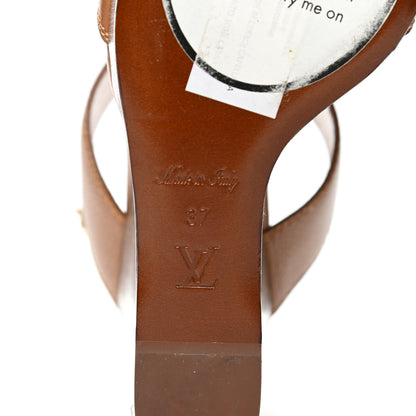 Louis Vuitton Calfskin Vedette Wedge Sandals 37 in Brown 6 of 8