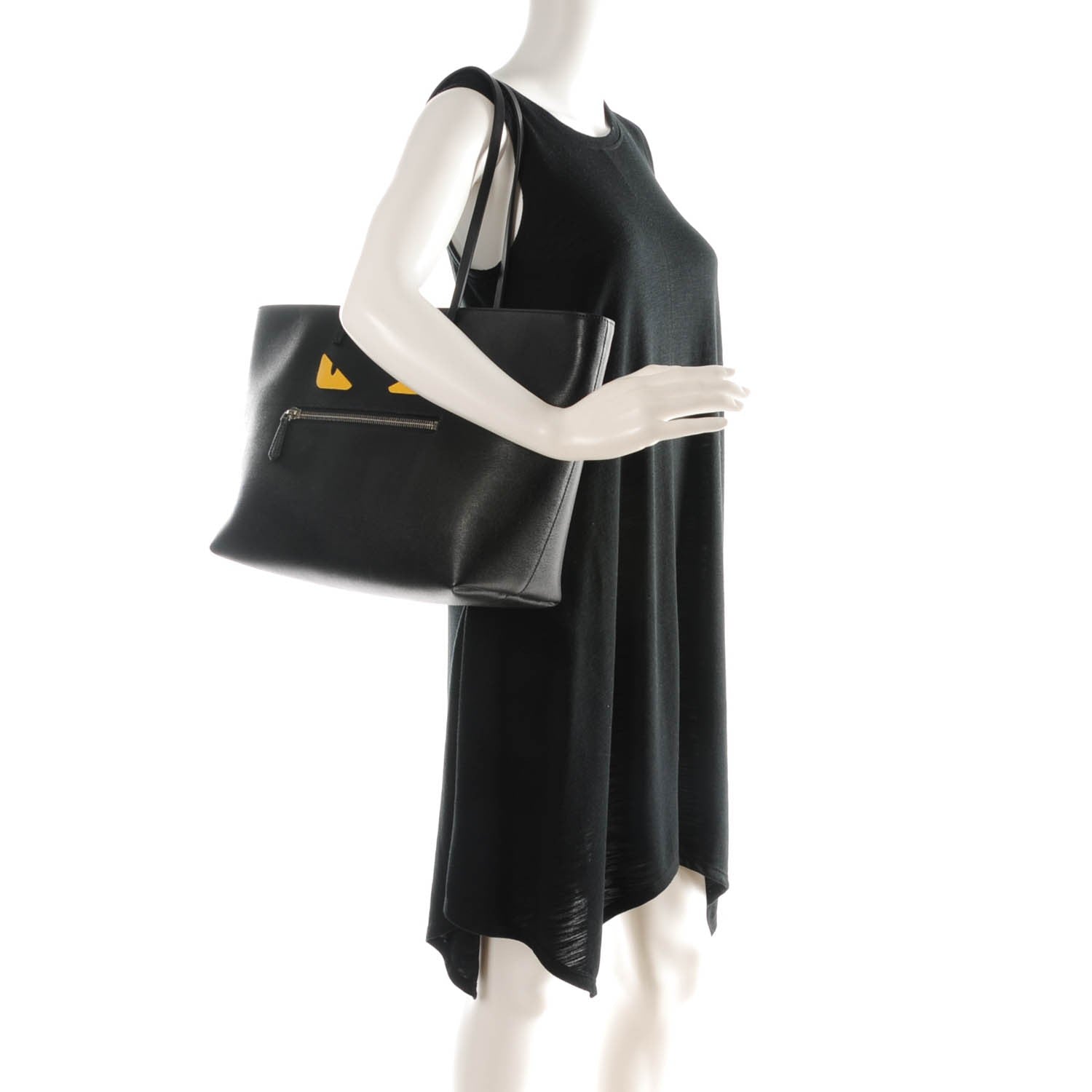 Fendi Vitello Elite Cuoio Monster Buggies Medium Roll Tote Black Multicolor Blue Cobalto 2 of 7