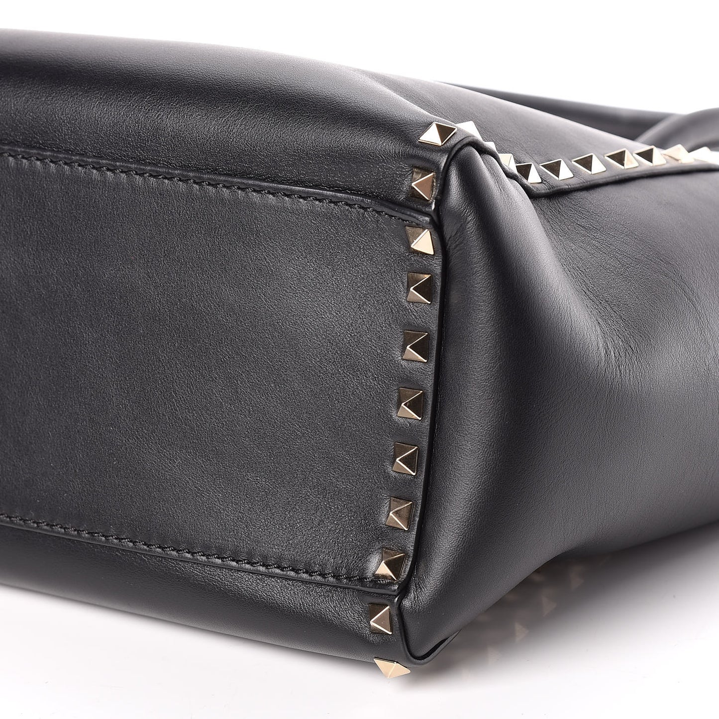 Vitello Rockstud Double Handle Tote Black