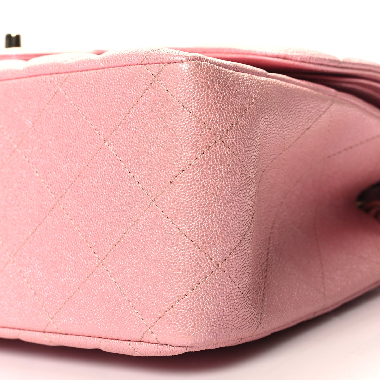 Iridescent Caviar Quilted Jumbo Double Flap Rose Pink