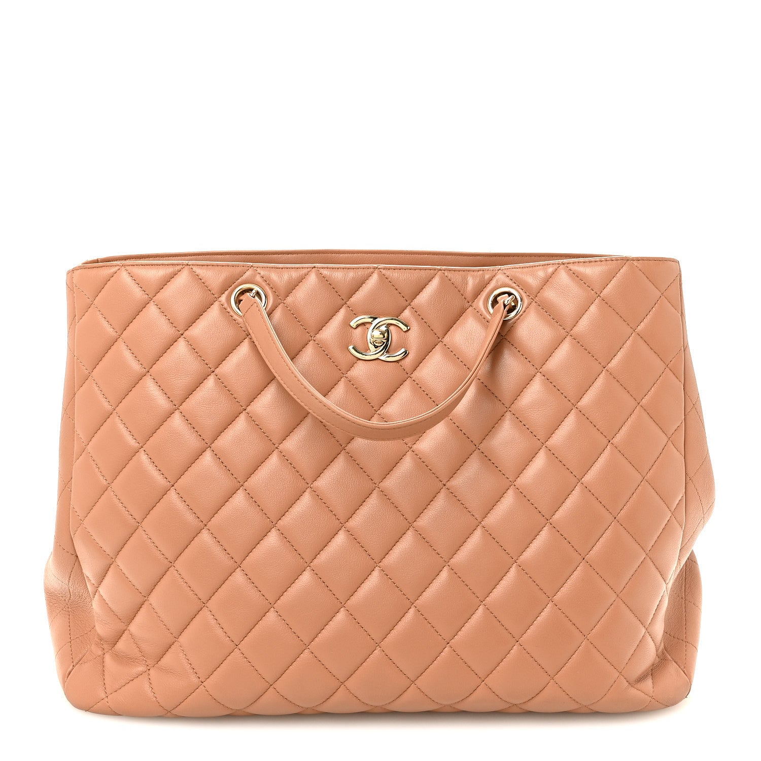 Chanel Calfskin Quilted Large CC Shopping Tote Camel 1 of 10