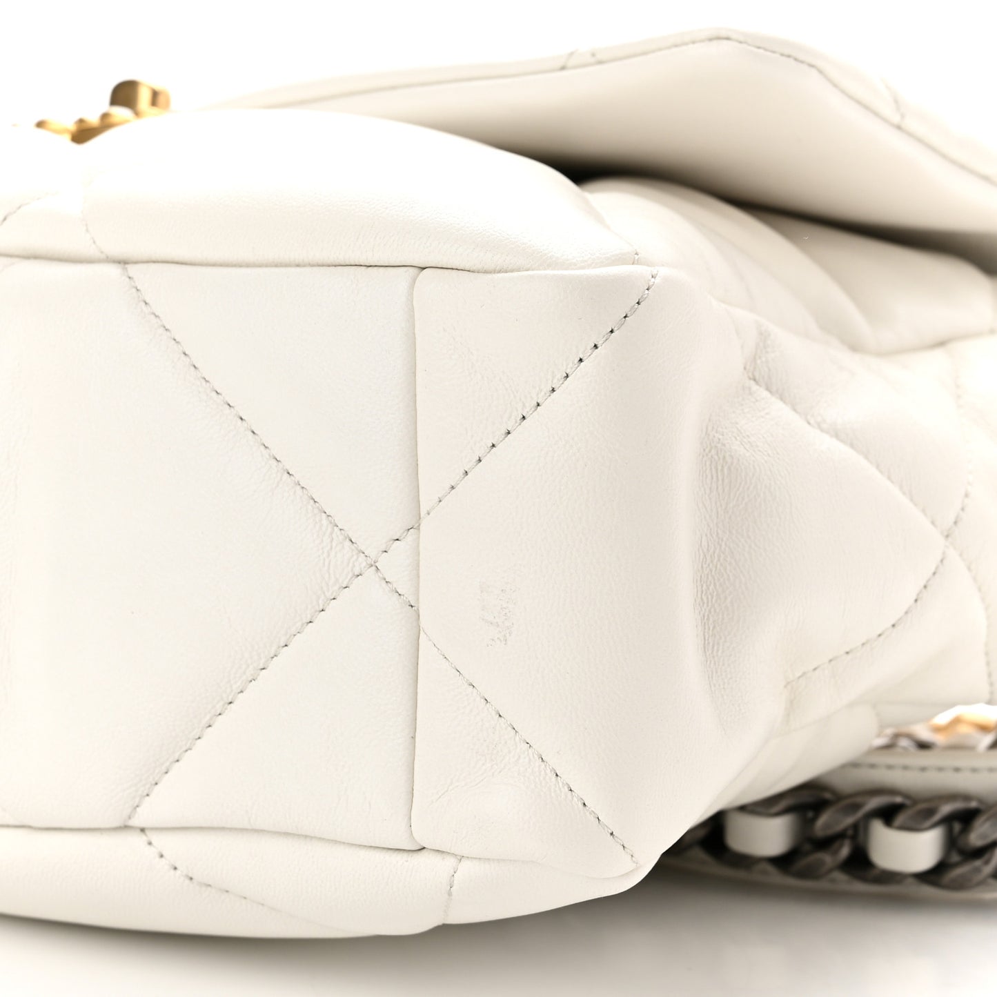 Goatskin Quilted Large Chanel 19 Flap White