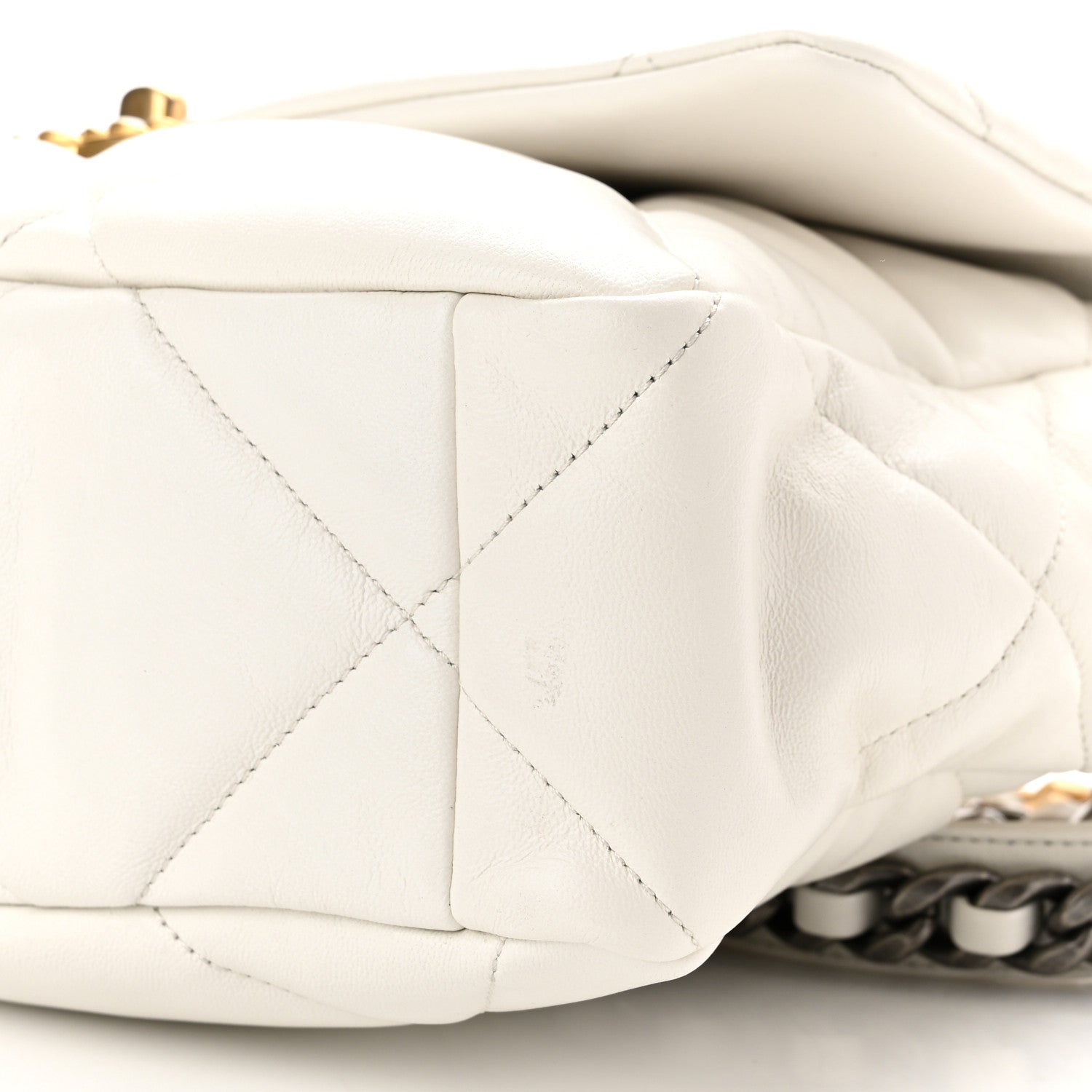 Chanel Goatskin Quilted Large Chanel 19 Flap White 10 of 10