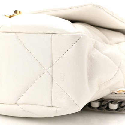 Chanel Goatskin Quilted Large Chanel 19 Flap White 10 of 10
