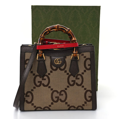 Gucci Monogram Jumbo GG Textured Dollar Calfskin Small Diana Tote Bag Camel Ebony New Acero Pomegranate Red 11 of 11