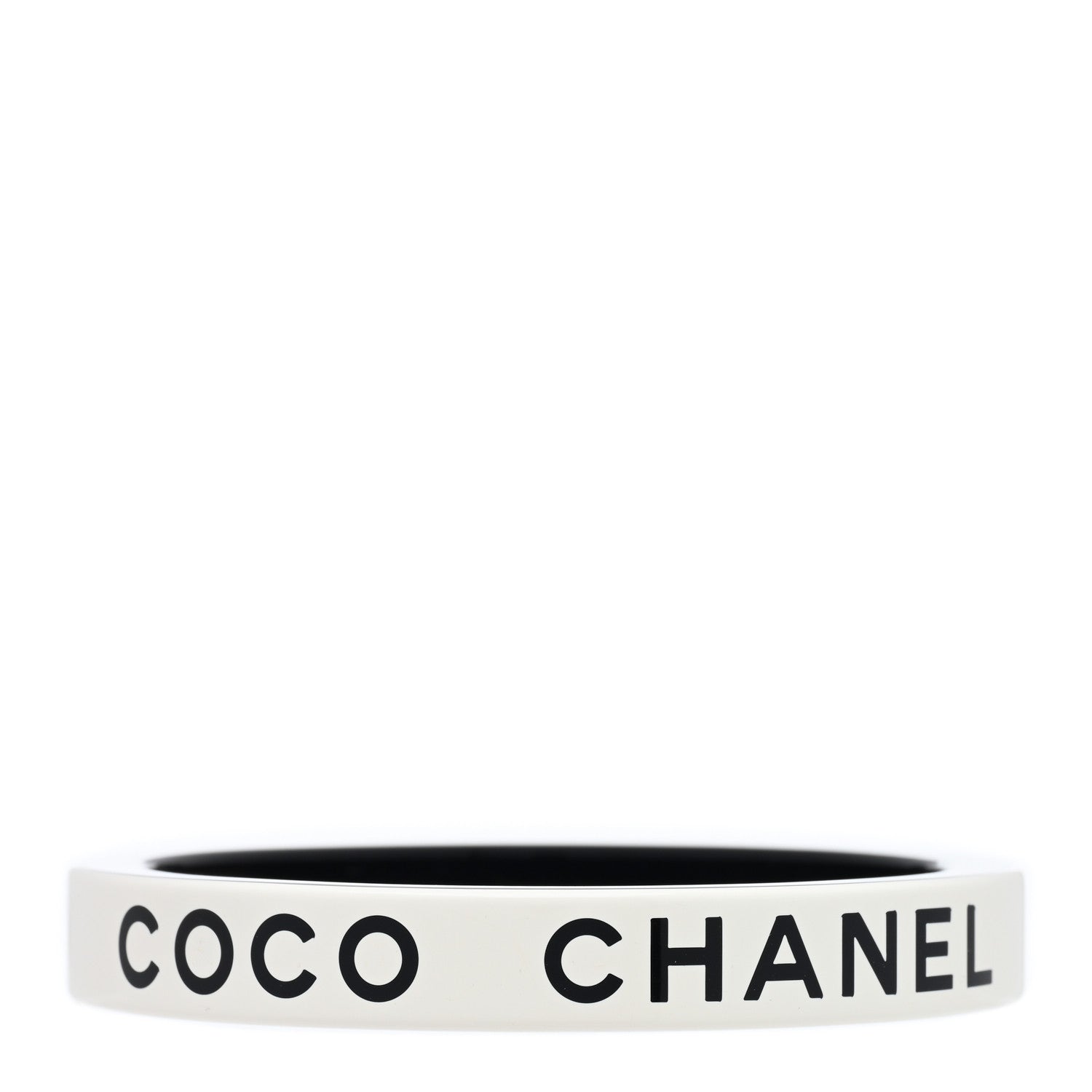 Chanel Resin Logo Bangle Bracelet Black White 2 of 3
