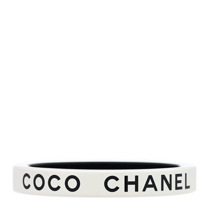 Chanel Resin Logo Bangle Bracelet Black White 2 of 3