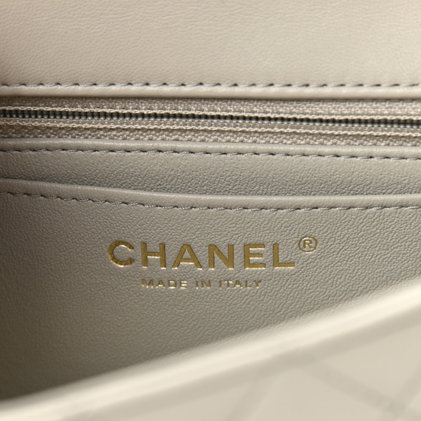 Lambskin Quilted Mini Rectangular Flap Grey