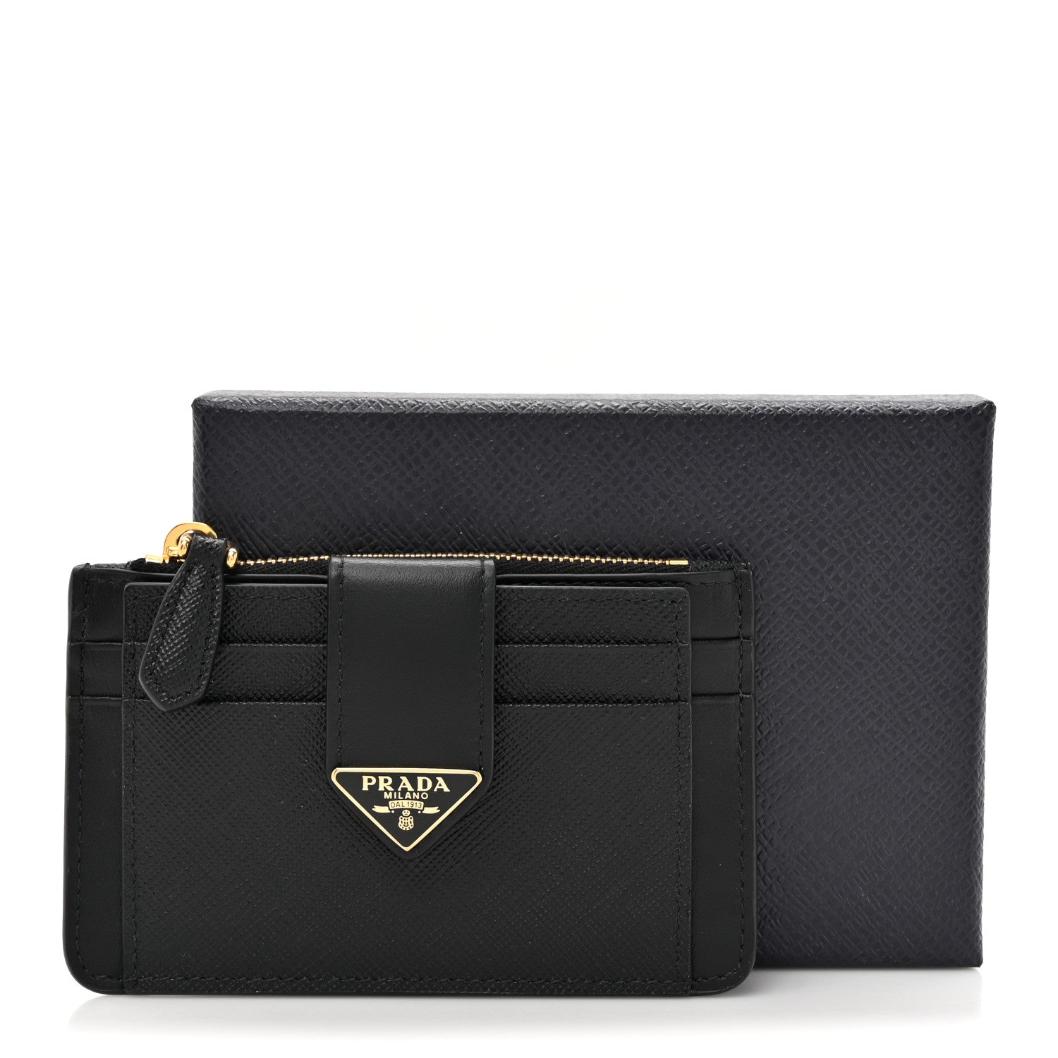 Prada Saffiano Metal Coin Case Card Holder Black 8 of 8