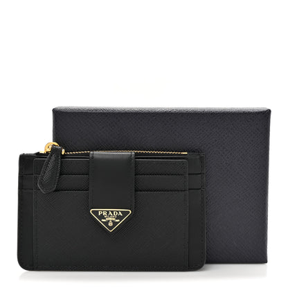 Prada Saffiano Metal Coin Case Card Holder Black 8 of 8