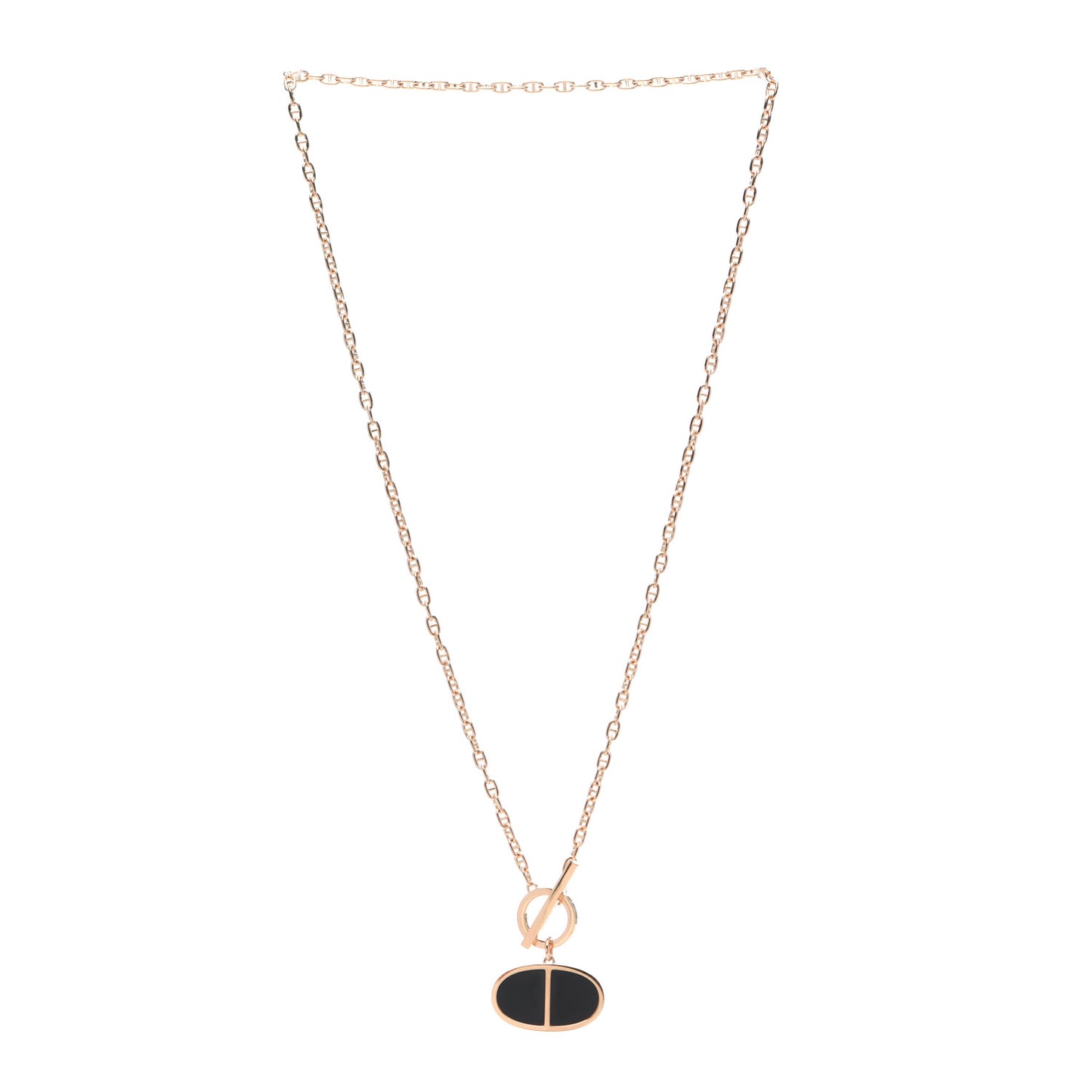 18K Rose Gold Black Ceramic GM Chaine D'Ancre Verso Pendant Necklace
