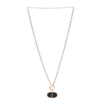 Hermes 18K Rose Gold Black Ceramic GM Chaine D'Ancre Verso Pendant Necklace 3 of 6