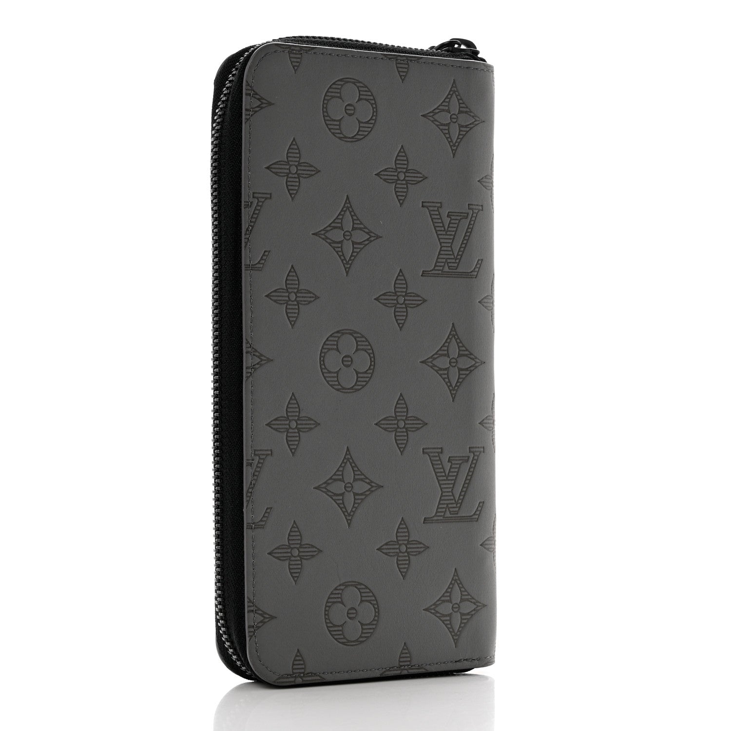 Louis Vuitton Calfskin Monogram Shadow Vertical Zippy Wallet Anthracite Gray 3 of 8