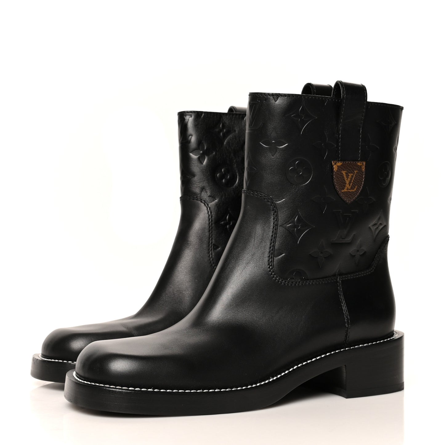 Calfskin Monogram Downtown Ankle Boots 38 Black