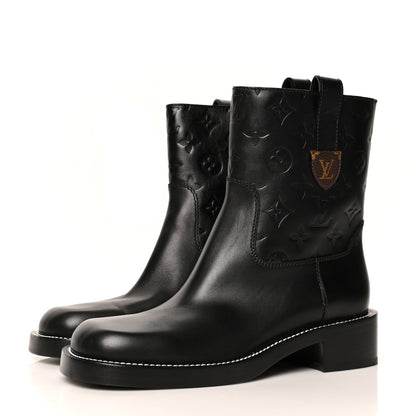 Louis Vuitton Calfskin Monogram Downtown Ankle Boots 38 Black 3 of 9