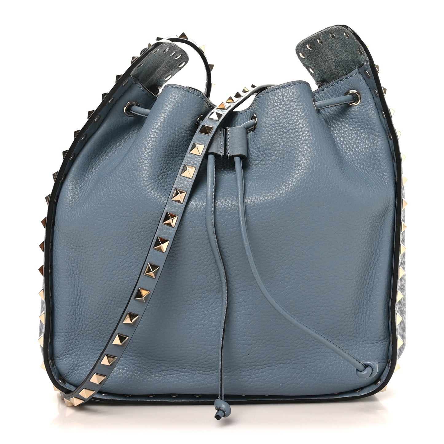Grained Calfskin Rockstud Bucket Bag Amadeus