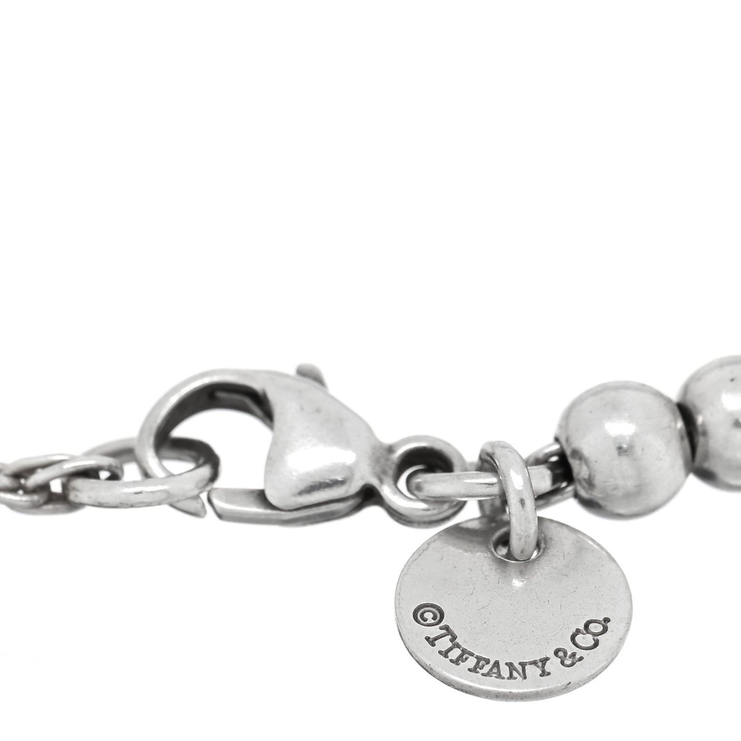 Sterling Silver Enamel 4mm Return To Tiffany Heart Tag Bead Bracelet Pink