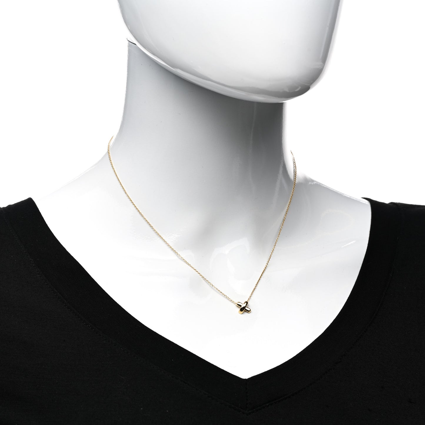 18k Yellow Gold Cross Stitch Pendant Necklace