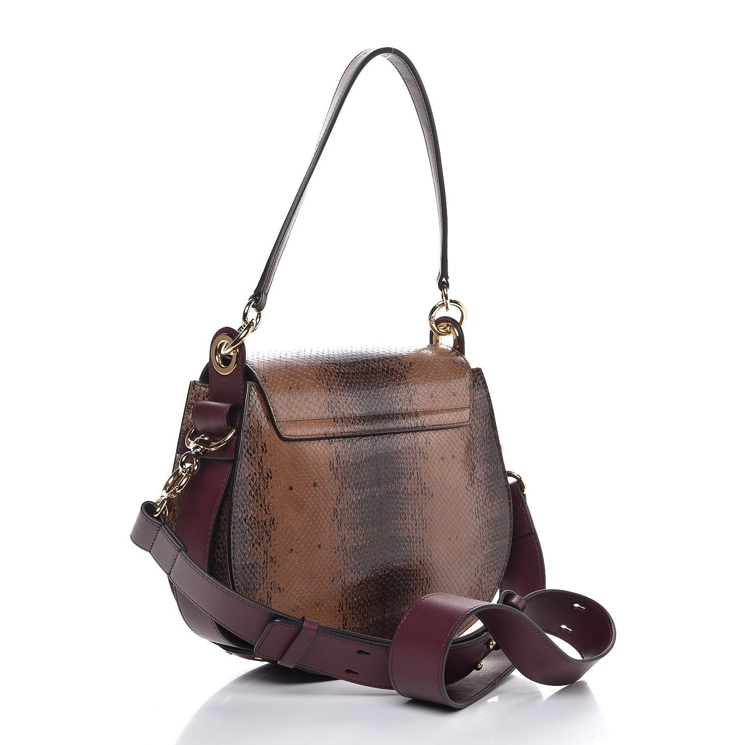 Chloe Calfskin Watersnake Embossed Large Tess Bag Coconut Brown 3 of 6
