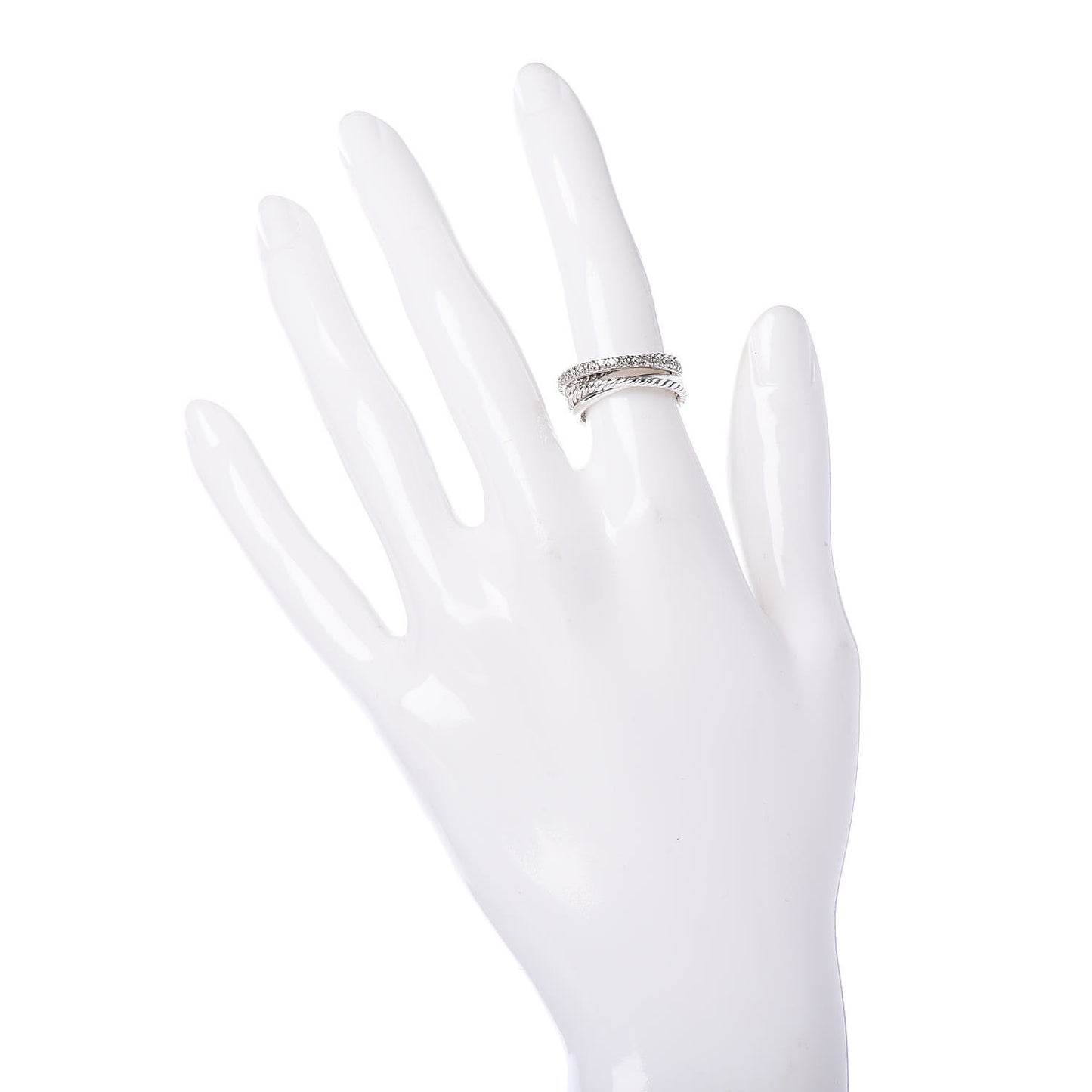 Sterling Silver 14K White Gold Diamond 7mm Crossover Ring 47 4.25
