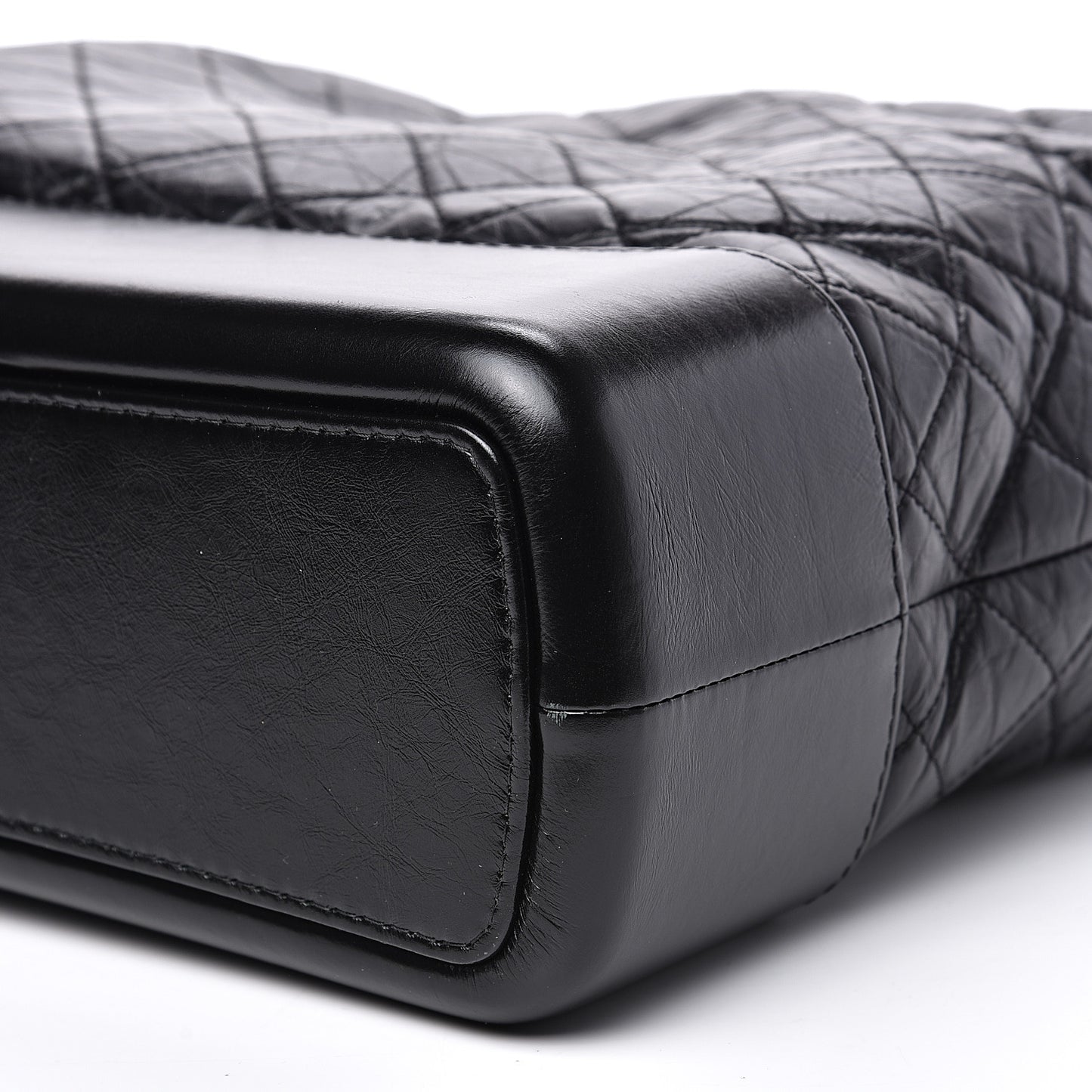 Aged Calfskin Quilted Maxi Gabrielle Hobo Black