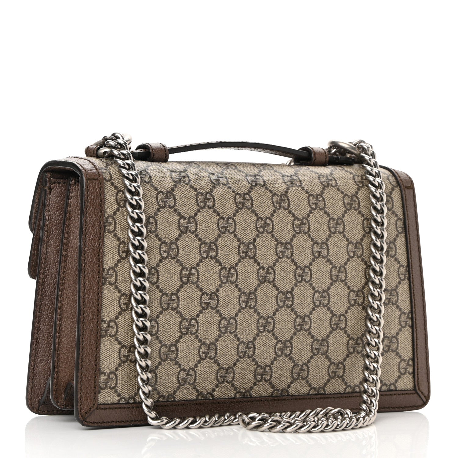 Gucci GG Supreme Monogram Textured Dollar Calfskin Top Handle Dionysus Shoulder Bag Beige Ebony New Acero 3 of 10