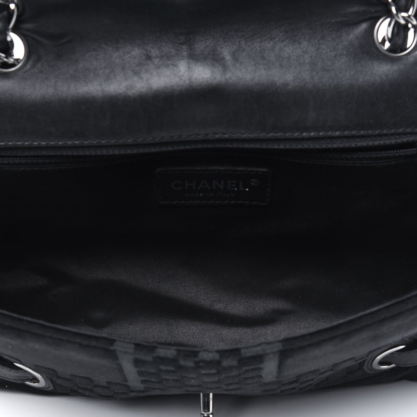 Velvet Checkered Flap Bag Black