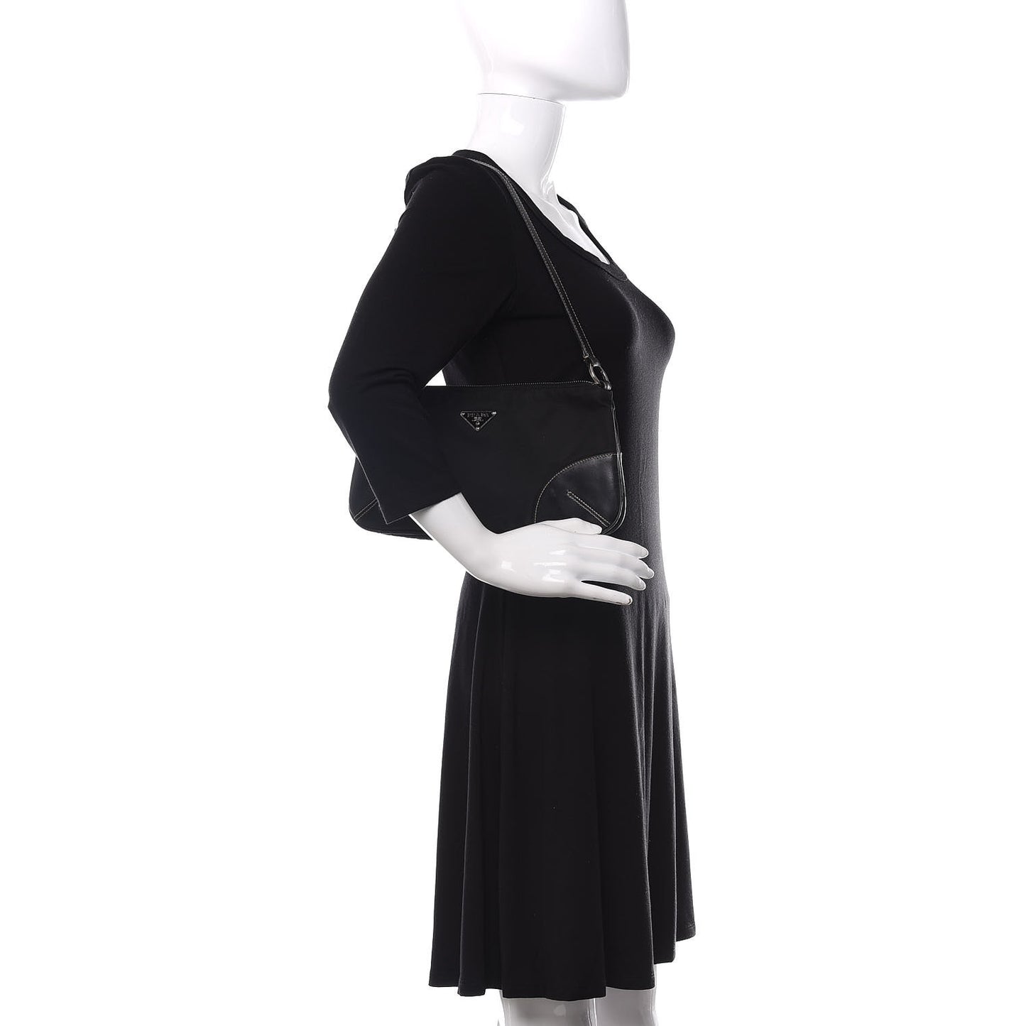Tessuto Light Nylon Soft Calf Shoulder Bag Black