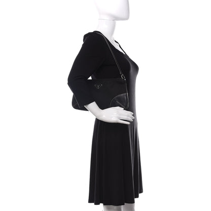 Prada Tessuto Light Nylon Soft Calf Shoulder Bag Black 2 of 11