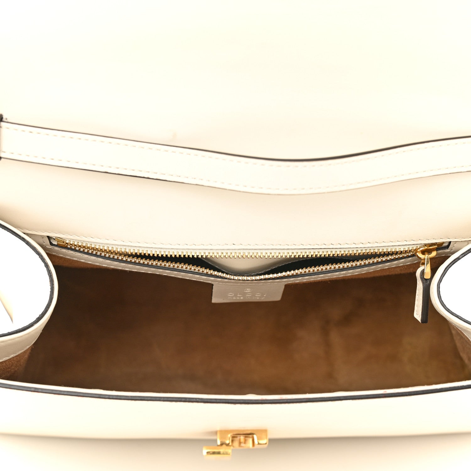 Gucci Calfskin Web Medium Sylvie Top Handle Bag White 5 of 14