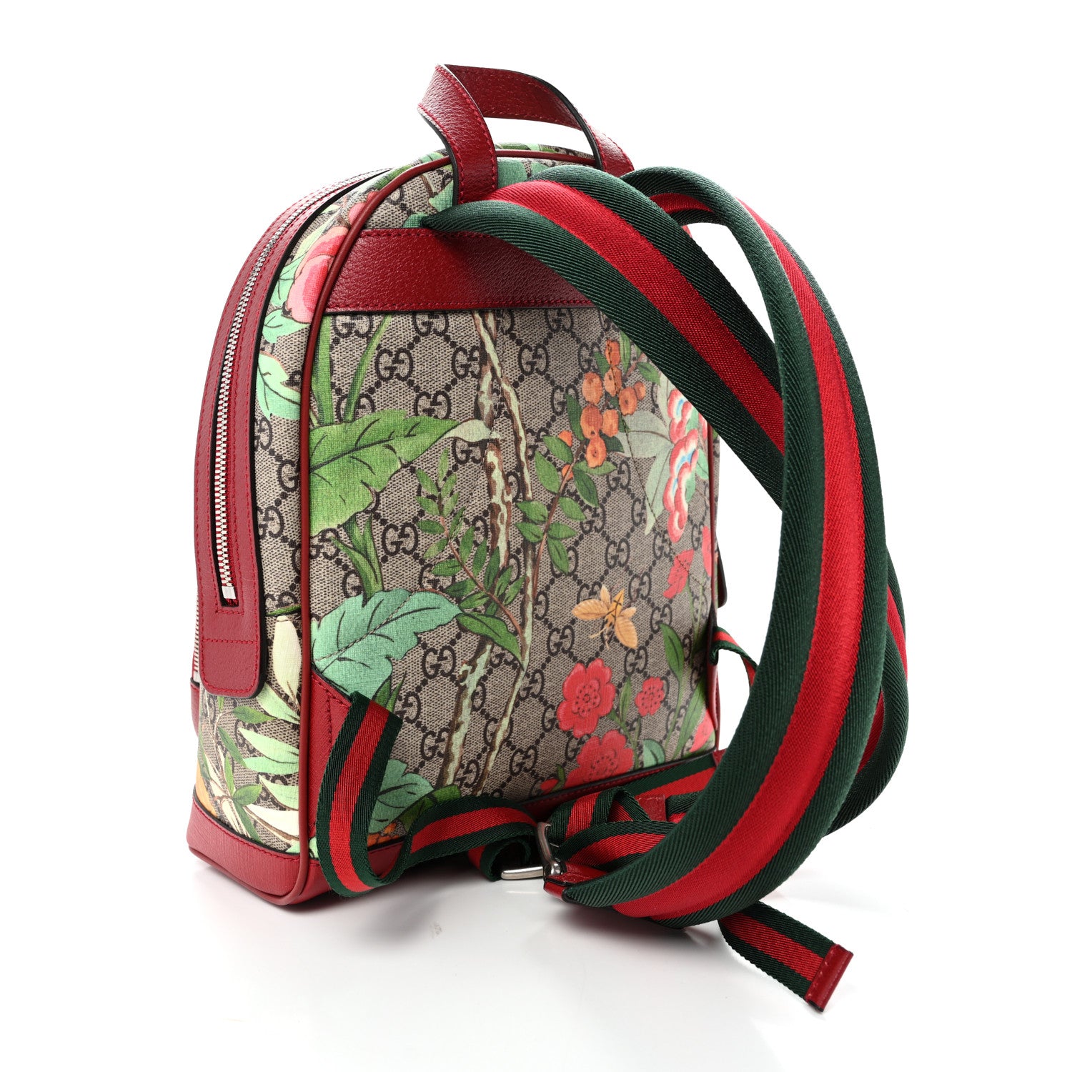 Gucci GG Supreme Monogram Tian Web Small Day Backpack Beige Multicolor Red 3 of 10