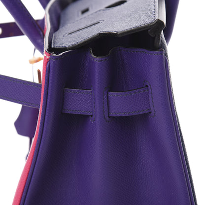 Hermes Epsom Horseshoe Birkin 30 Blue Encre Ultraviolet Rose Tyrien 11 of 35