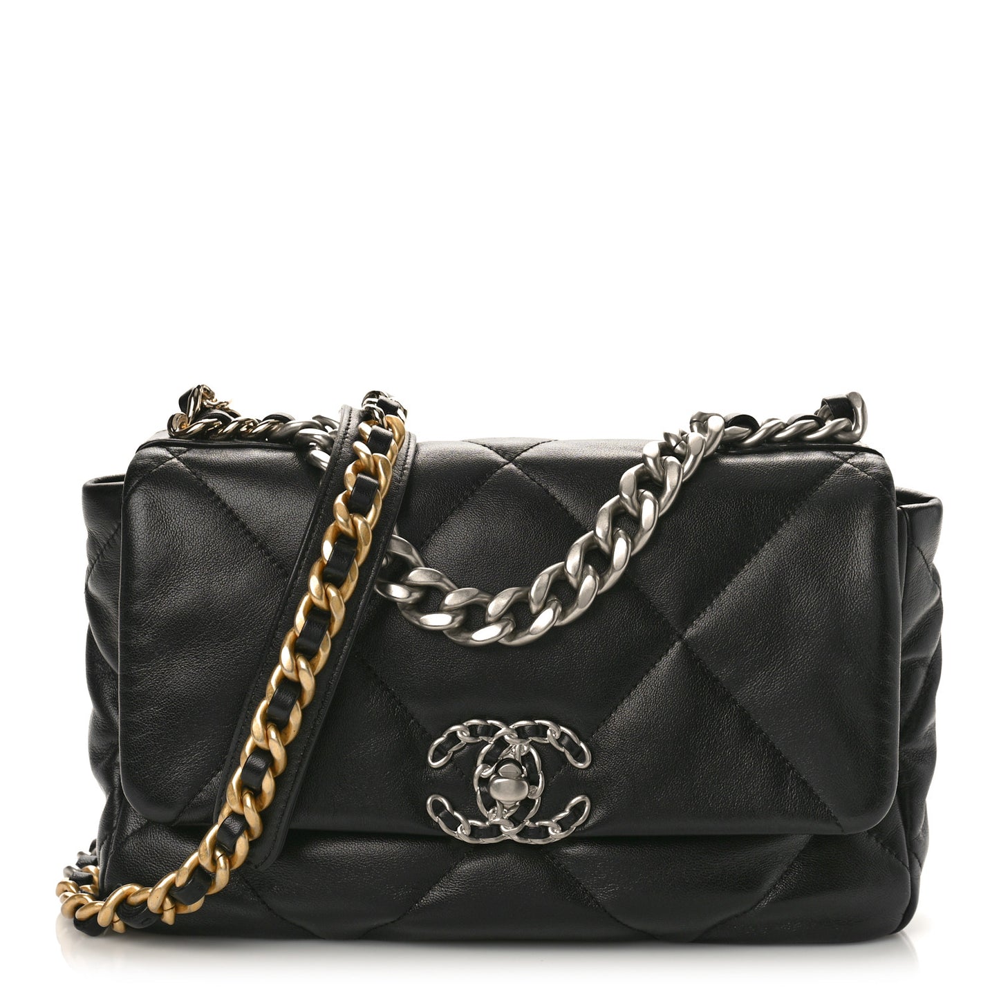 Lambskin Quilted Medium Chanel 19 Flap Black