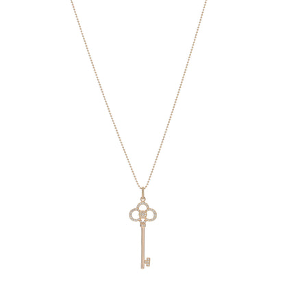 Tiffany 18K Rose Gold Diamond Crown Key Pendant Necklace 1 of 4