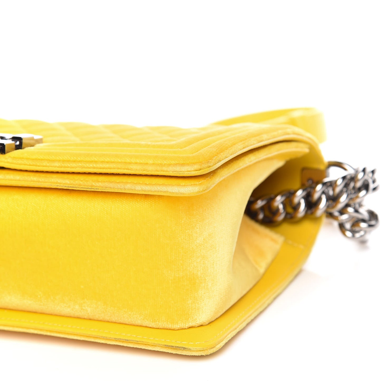 Velvet Quilted Medium Boy Flap Yellow